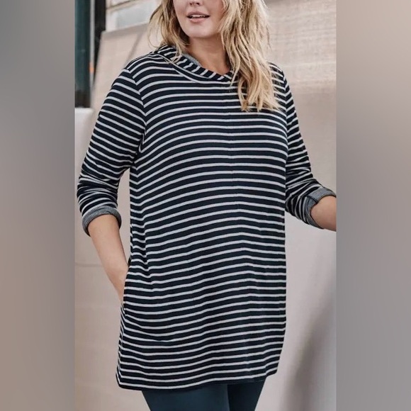 J. Jill Tops - J.Jill Striped Tunic Style Hoodie Size SP